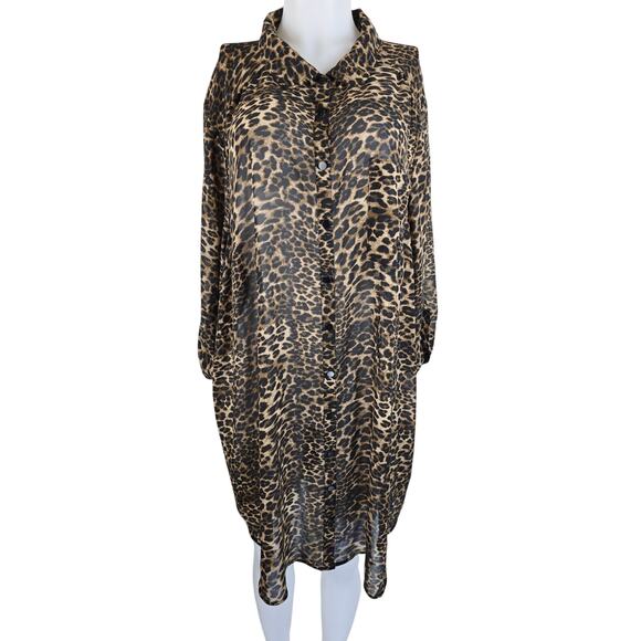 Torrid Betsey Johnson Tunic Blouse Leopard Print Sheer Chiffon Blouse 4 4X NWT - Picture 1 of 7